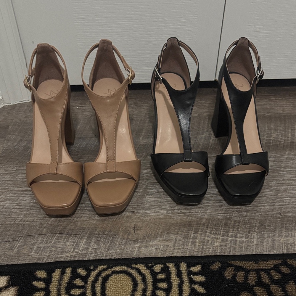 Elegant Tan and Black Women's Heels